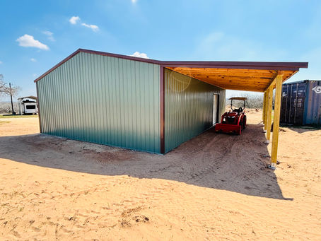 Green Pole Barn with Lean To