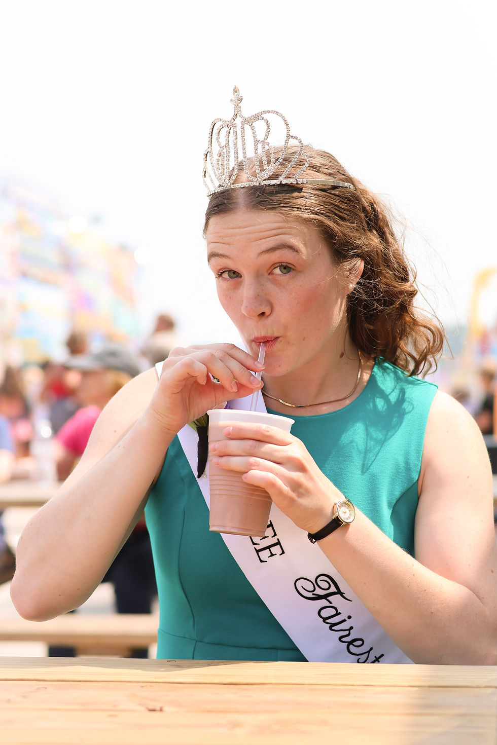 Enjoying a delicious chocolate milkshake at the Ozaukee County Fair!