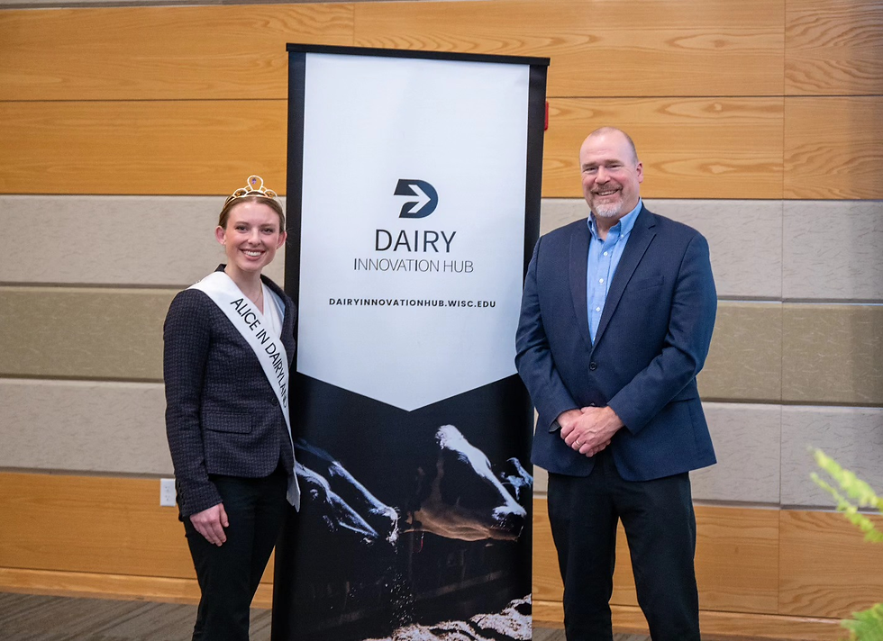 Sarah Hagenow, 78th Alice in Dairyland, and Randy Romanski, secretary of the WI Department of Agriculture, Trade and Consumer Protection, at the sixth annual Dairy Summit.