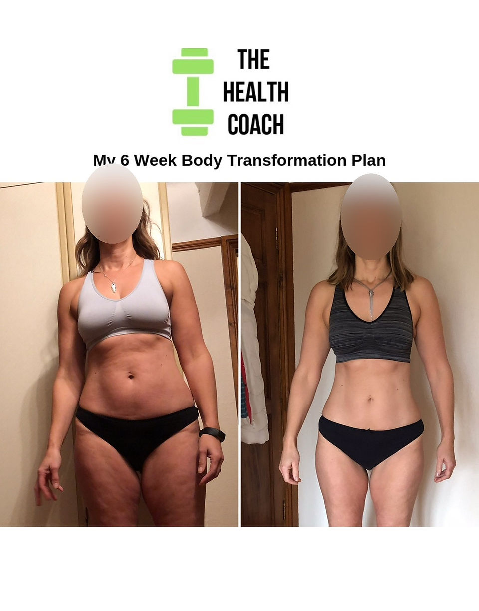 a before and after photo of a midlife woman in underwear showing clear fat loss from around her body and now looking very slim and toned.