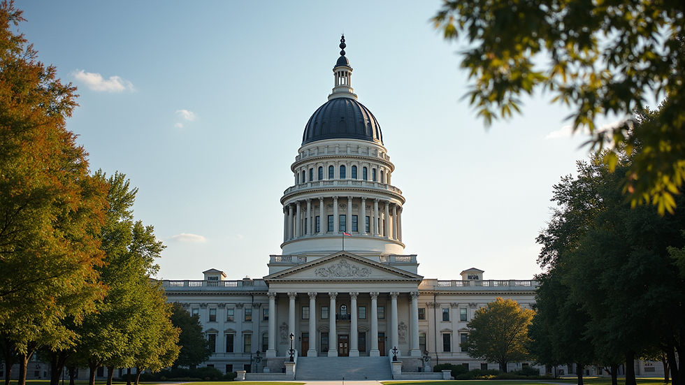 Eye-level view of Indiana State Capitol building