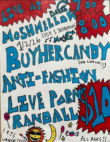 1st weekend new year PUnk: Live Porn, Buy Her Candy, Anti-fashion, Randall