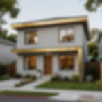 Modern gray house with gold trim