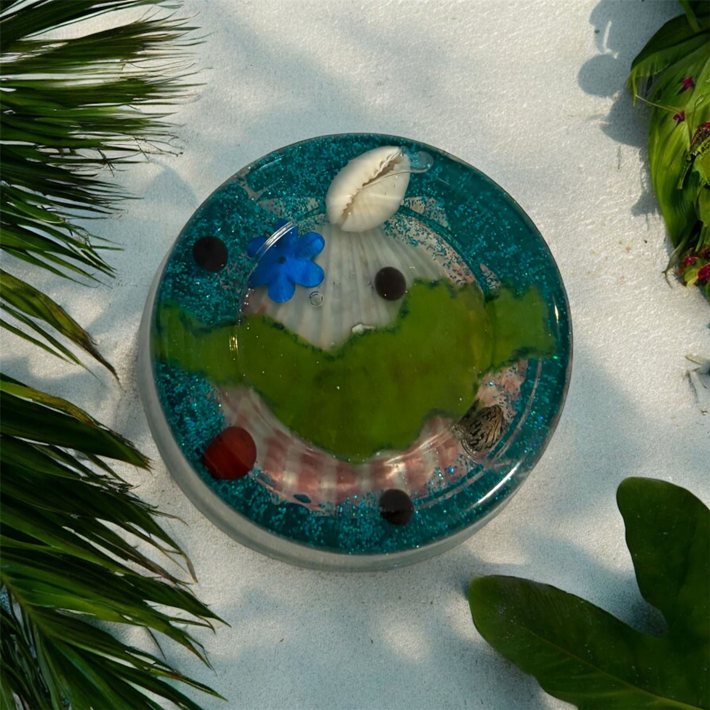 Résine rond ile verte