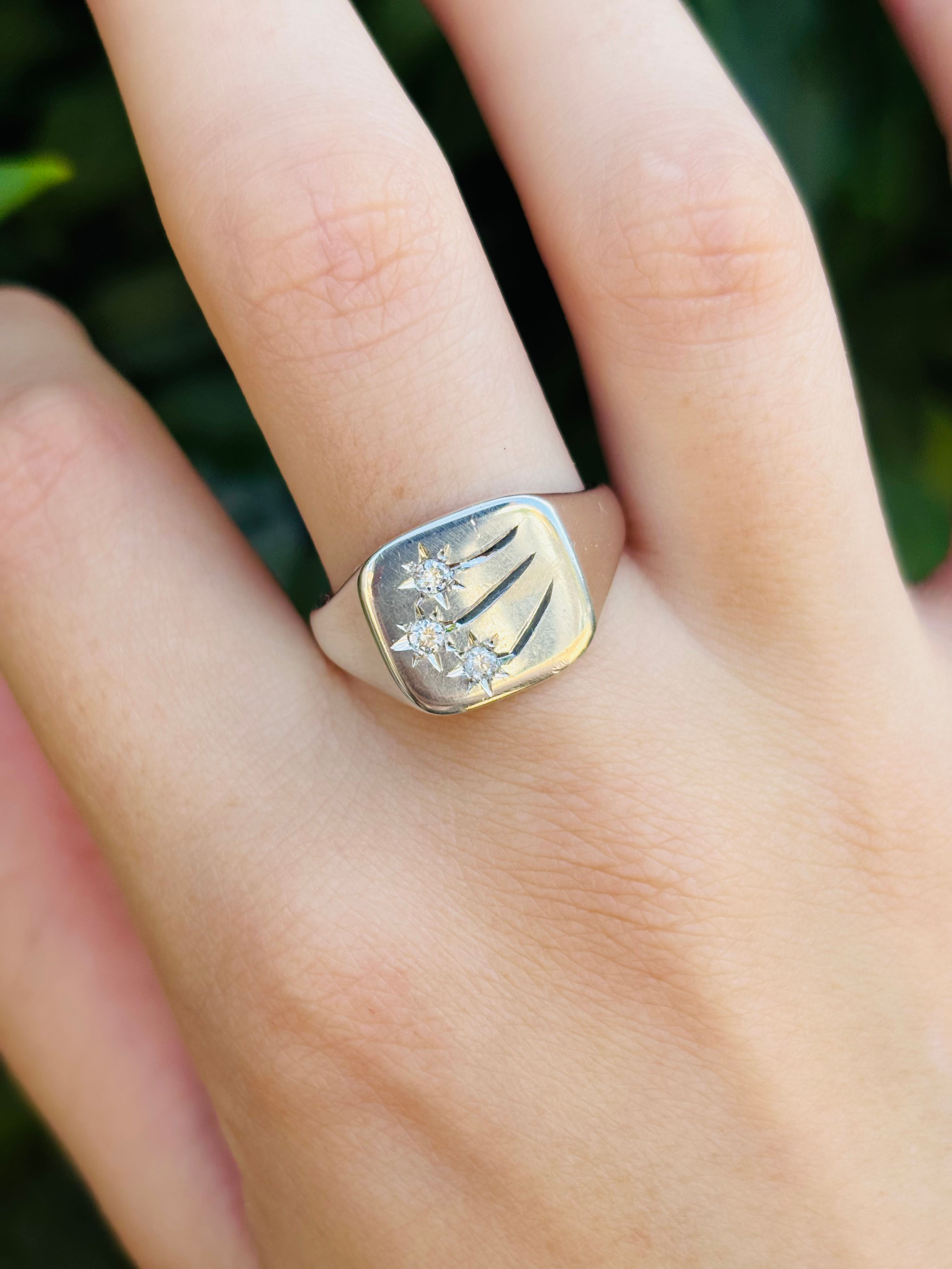 Vintage silver diamond Shooting Star ring 