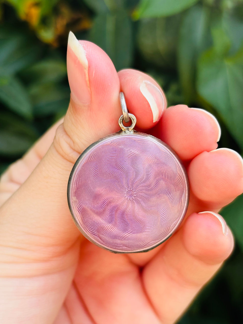 Thumbnail: Antique silver Art Deco Guilloche locket  