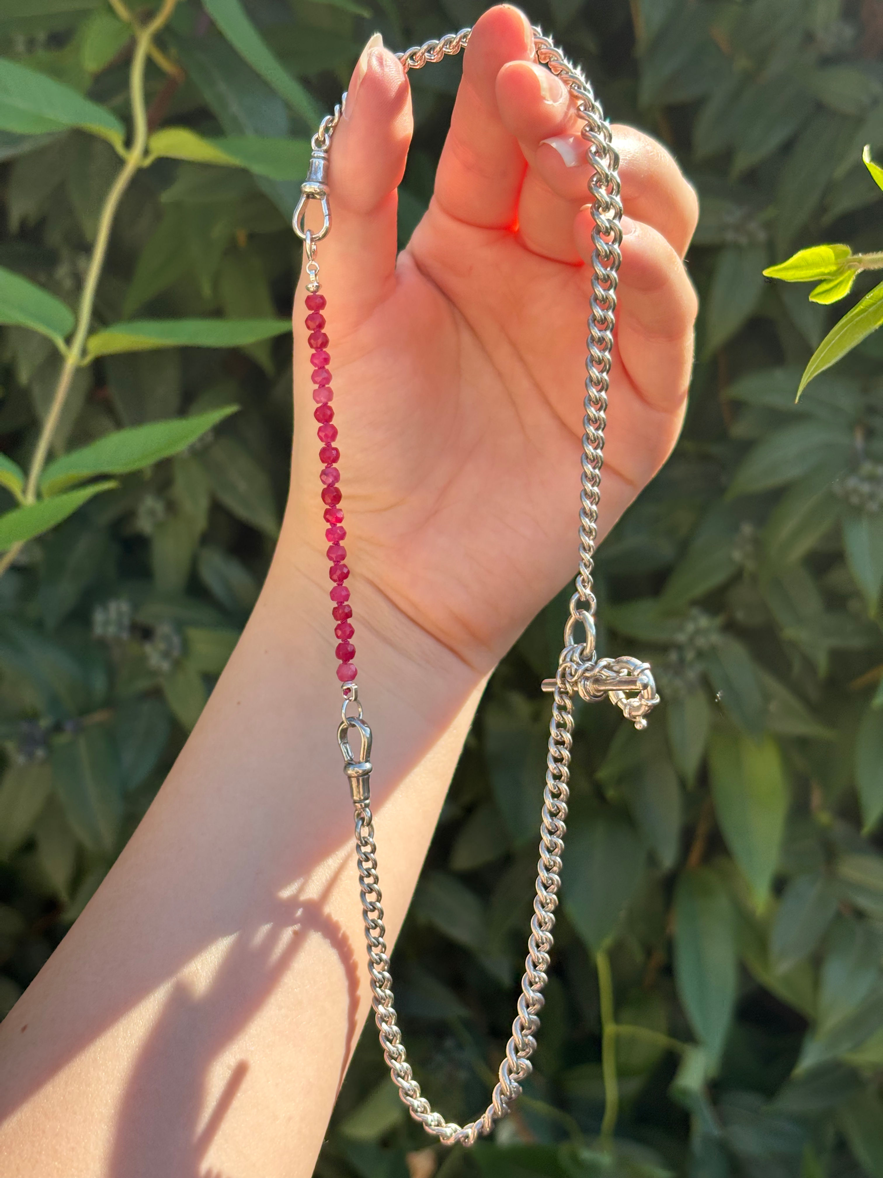 Custom sterling silver pink chalcedony extender