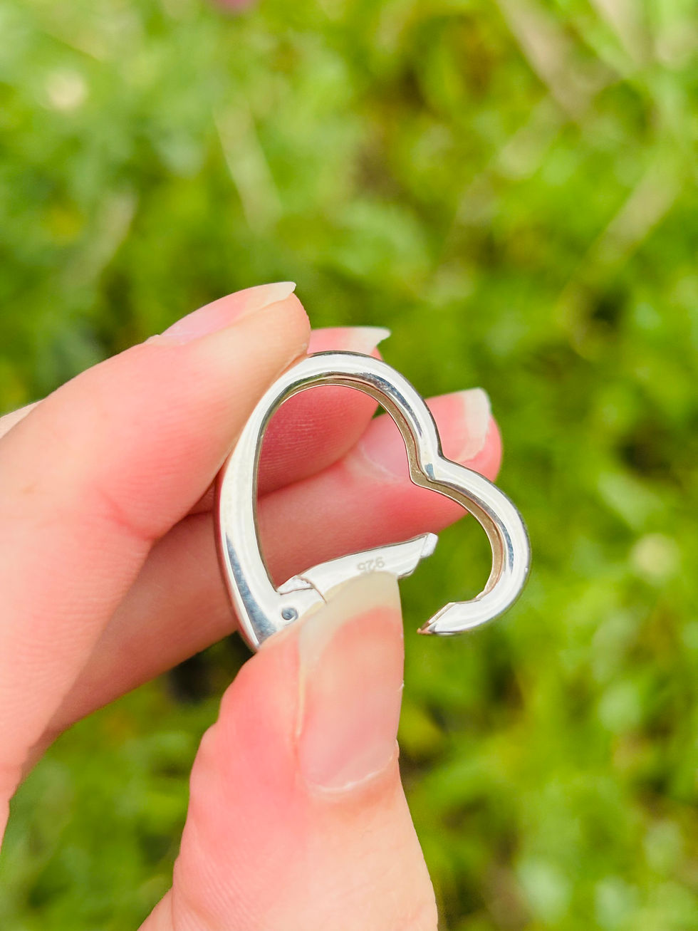 Thumbnail: Hallmarked silver heart clasp charm connector 