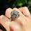 Thumbnail: Art Deco 18ct old cut diamond cluster ring