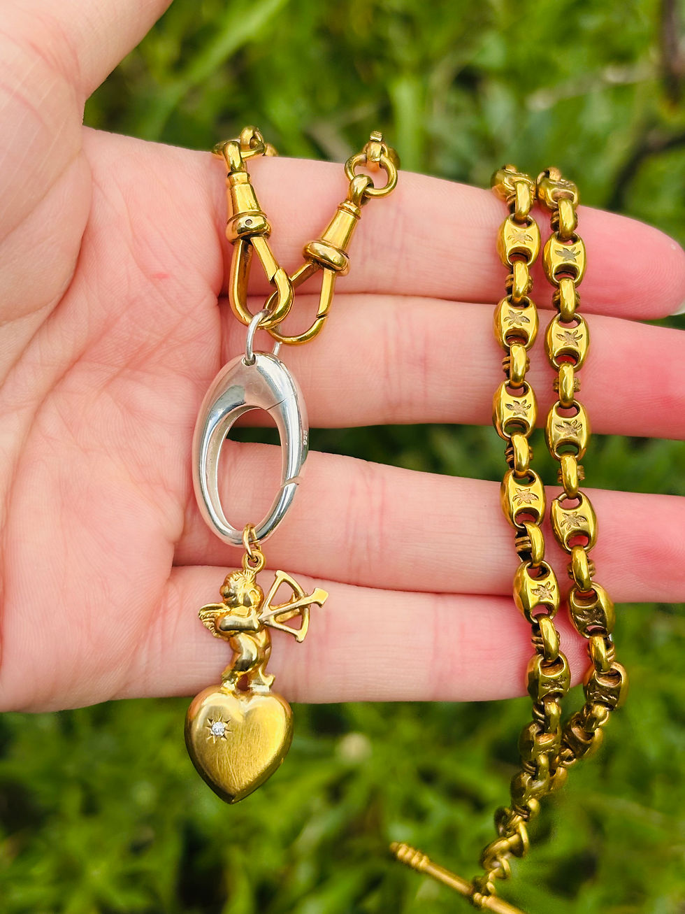 Thumbnail: Hallmarked silver oval charm clasp connector 