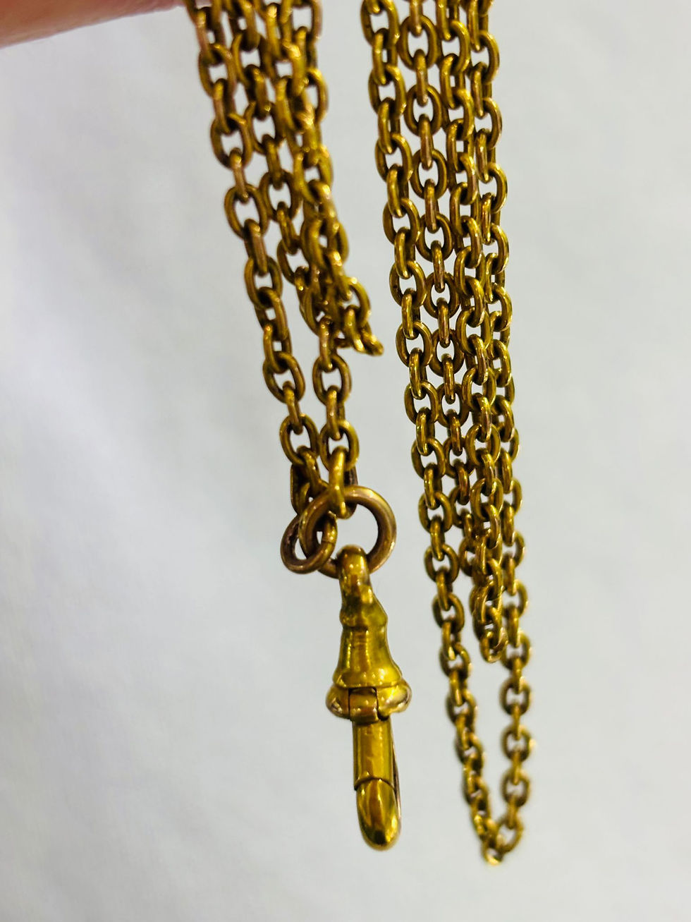 Thumbnail: Antique 9ct gold cable guard chain with dog clip buttery yellow 