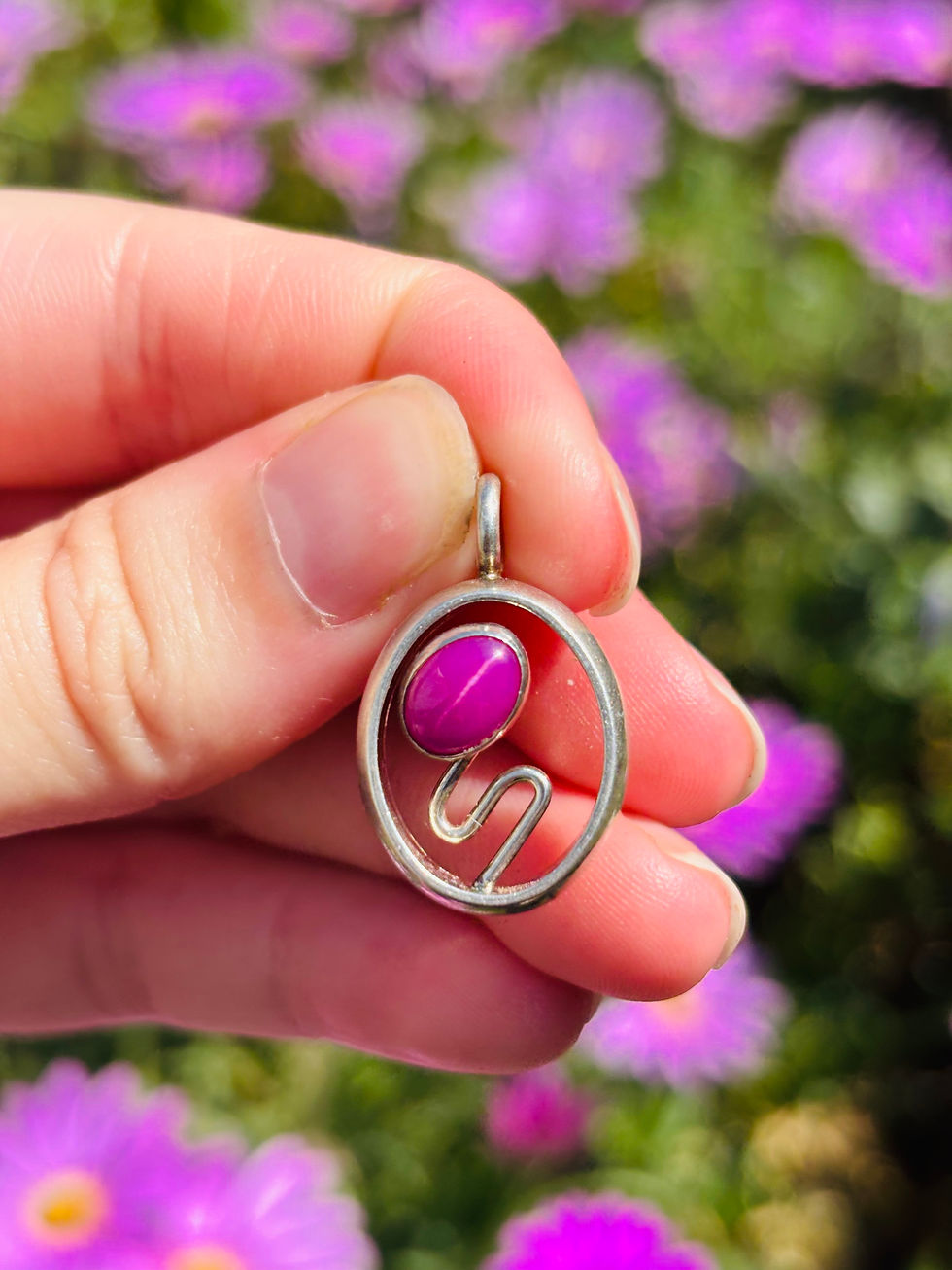 Thumbnail: Antique silver star ruby pendant 