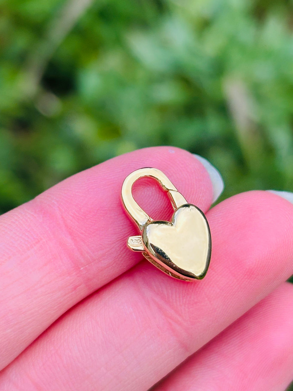 Thumbnail: Gold plated on hallmarked silver heart clasp connector 