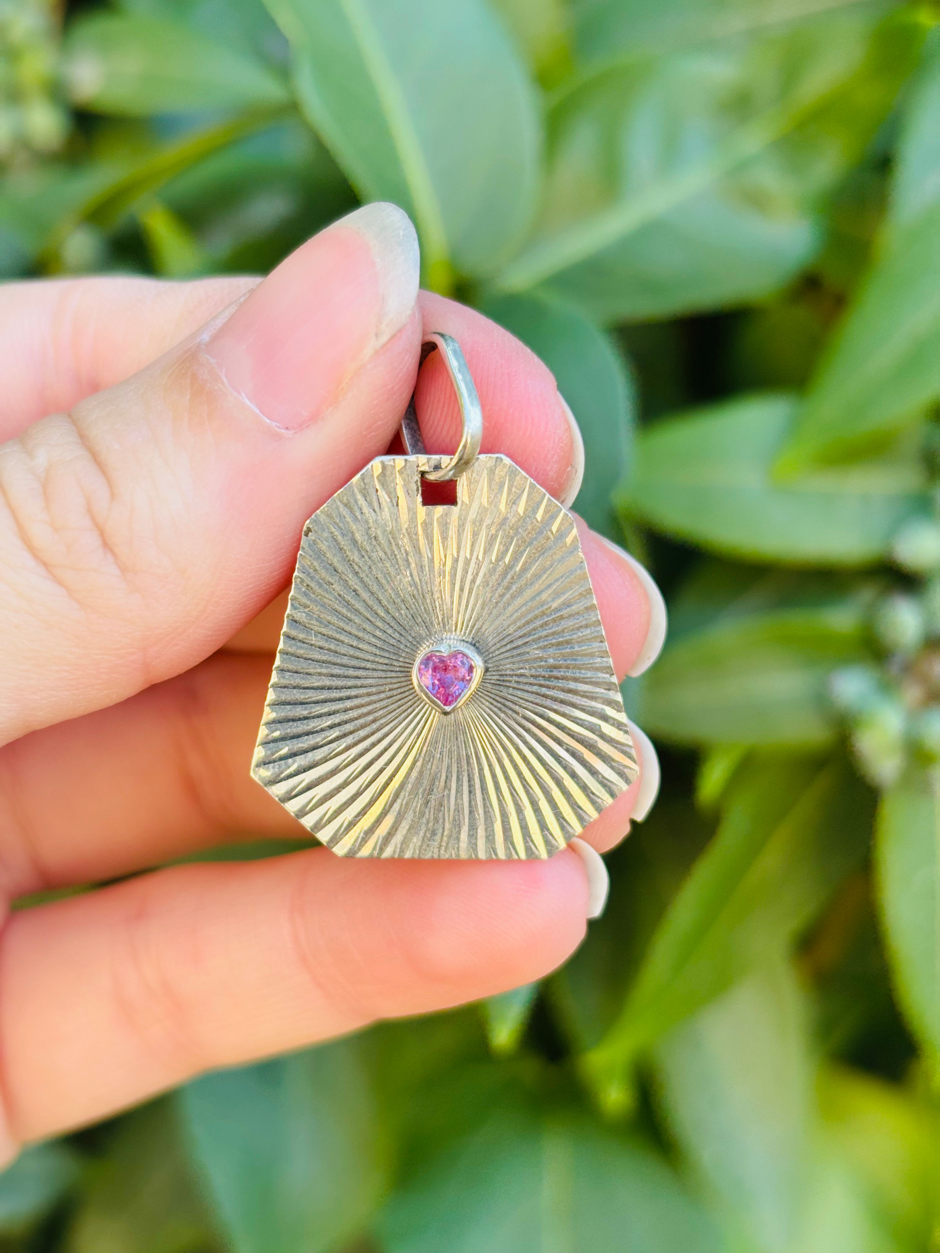 Antique silver Art Deco pink sapphire pendant