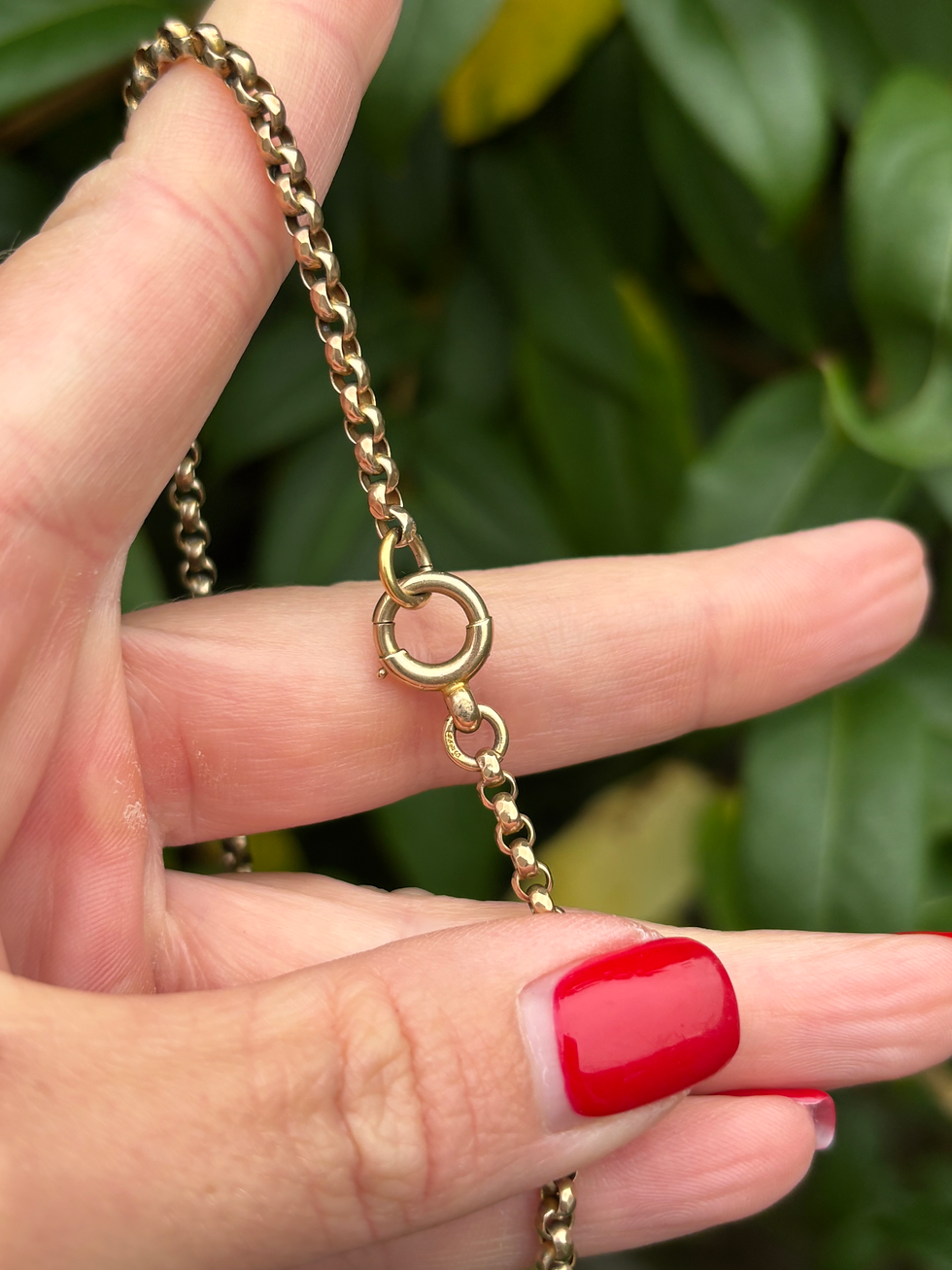 Thumbnail: Antique 9ct gold belcher chain with bolt clasp