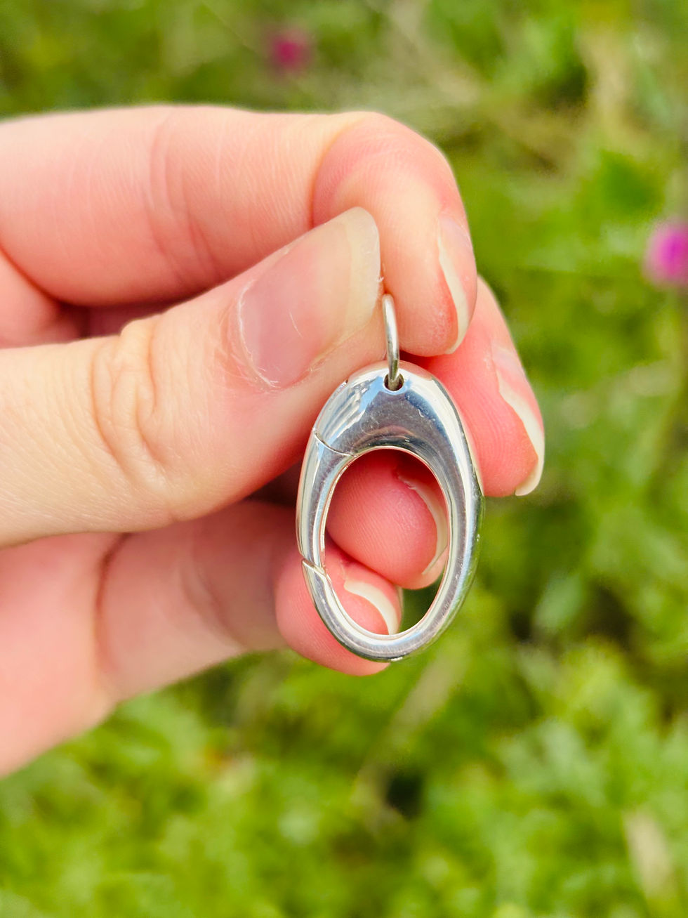 Thumbnail: Hallmarked silver oval charm clasp connector 