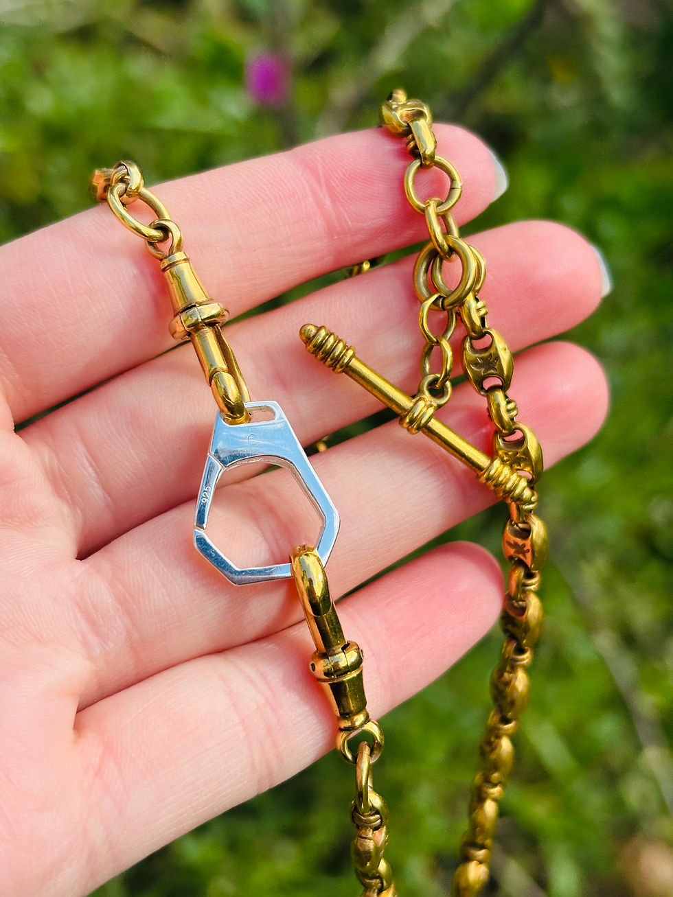 Thumbnail: Hallmarked silver geometric clasp connector medium  