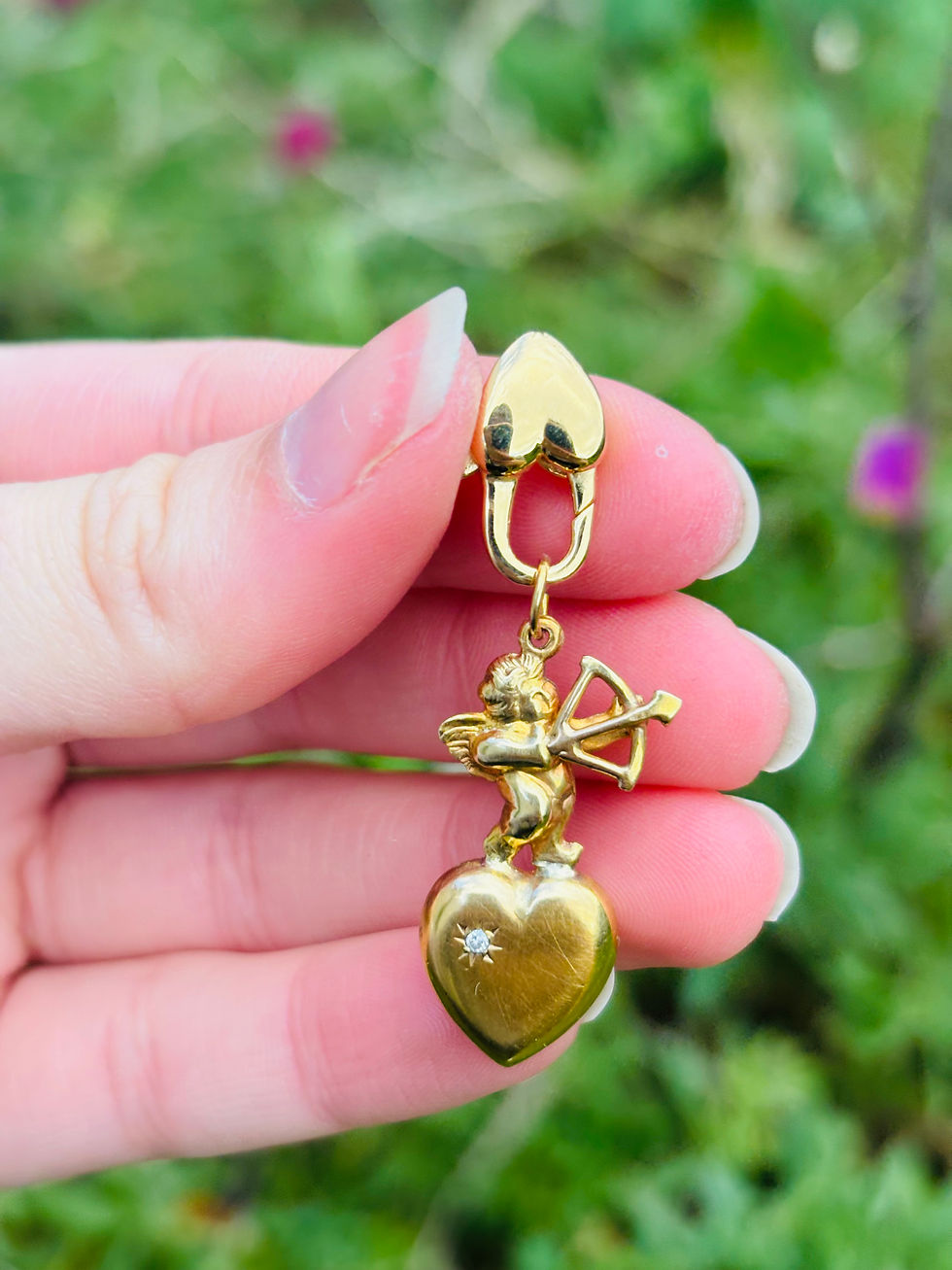 Thumbnail: Gold plated on hallmarked silver heart clasp connector 