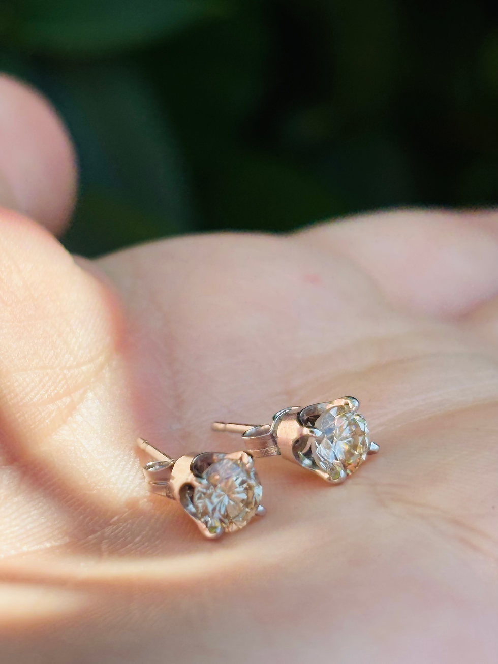 Thumbnail: 9ct white gold diamond stud earrings