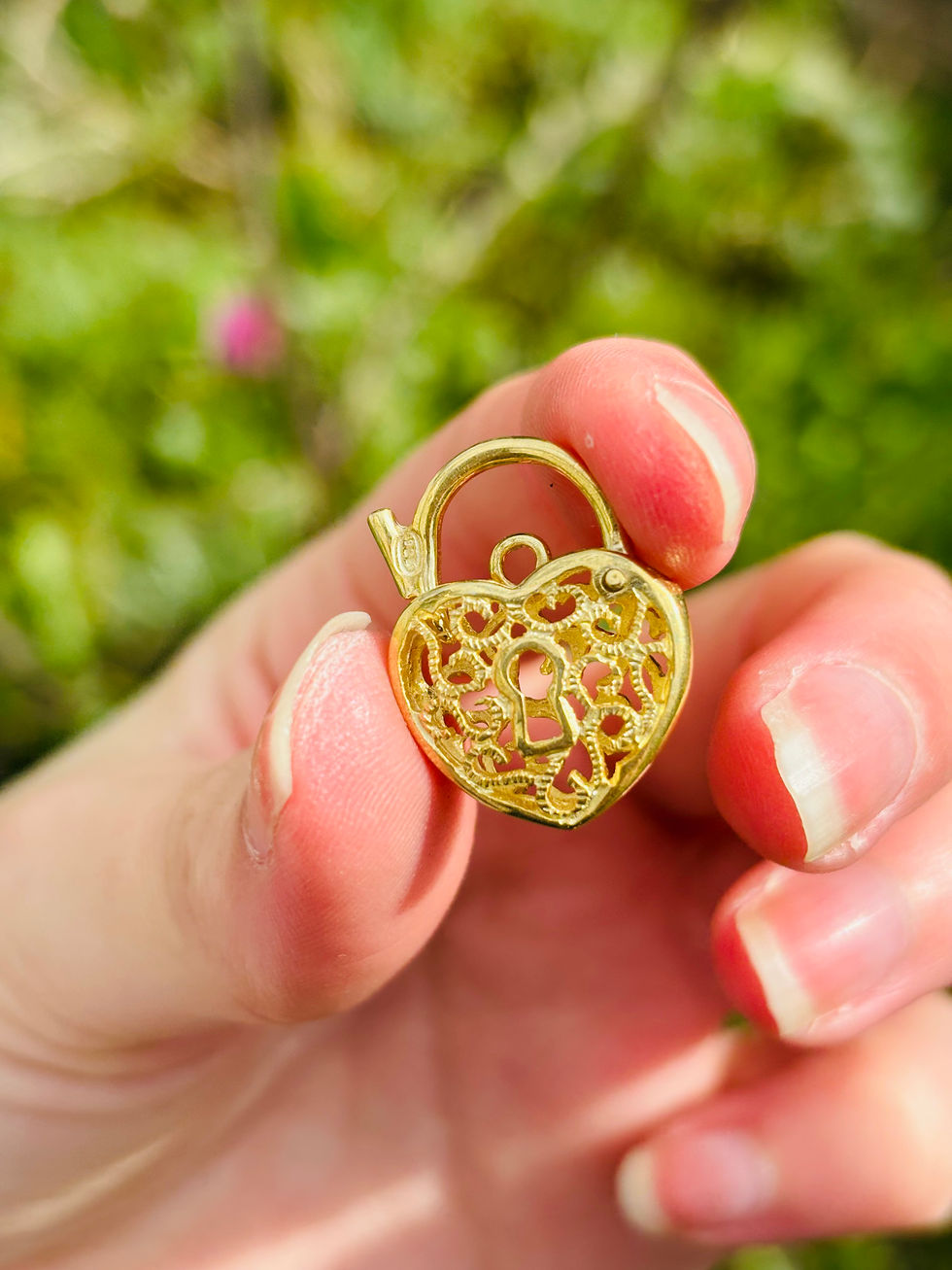 Thumbnail: Gold plated on hallmarked silver filigree heart connector clasp  