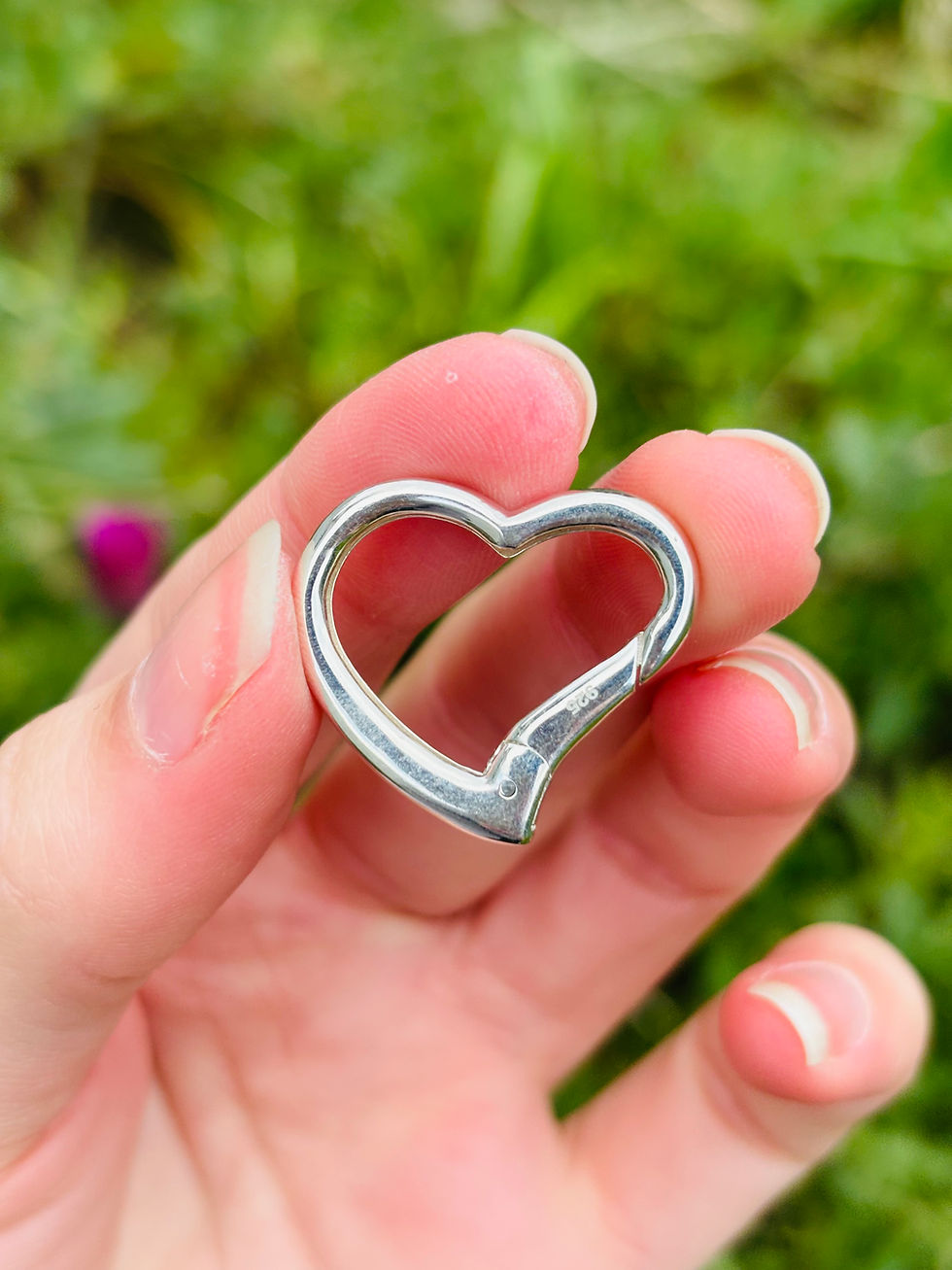 Thumbnail: Hallmarked silver heart clasp charm connector 