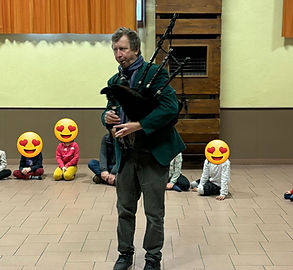 Roddy Johnston of Dancing Feet Ceilidh Band playing the bagpipes