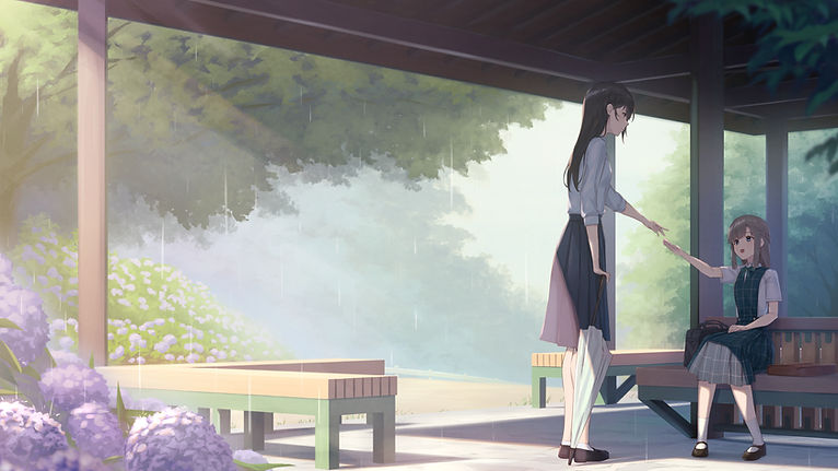 オリジナルイラスト「雨宿り」