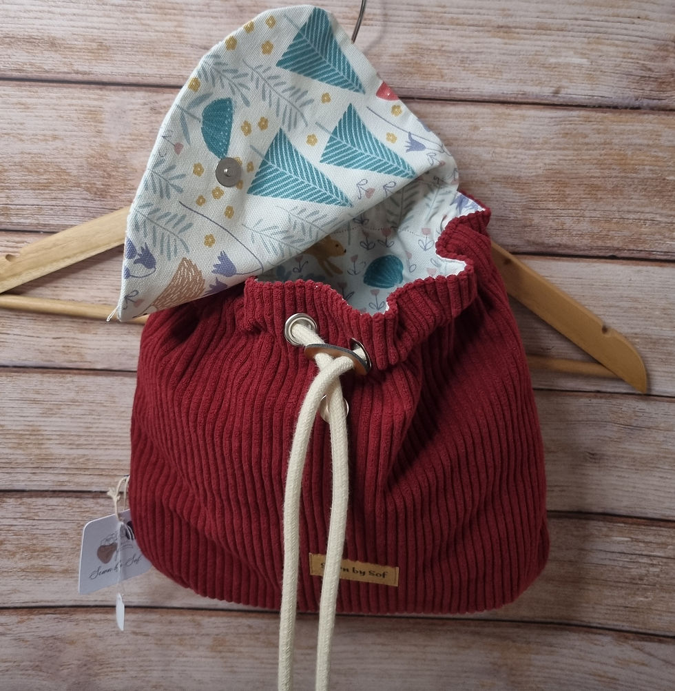 Intérieur sac à dos en coton imprimé Oekotex du même coloris que le rabat