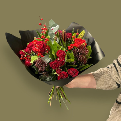 Christmas florist choice wrap Flowers by Eva’s