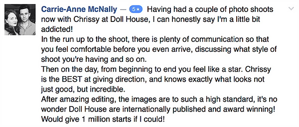 Five-Star Review Highlighting the Studio’s Warm Atmosphere and Stunning Results