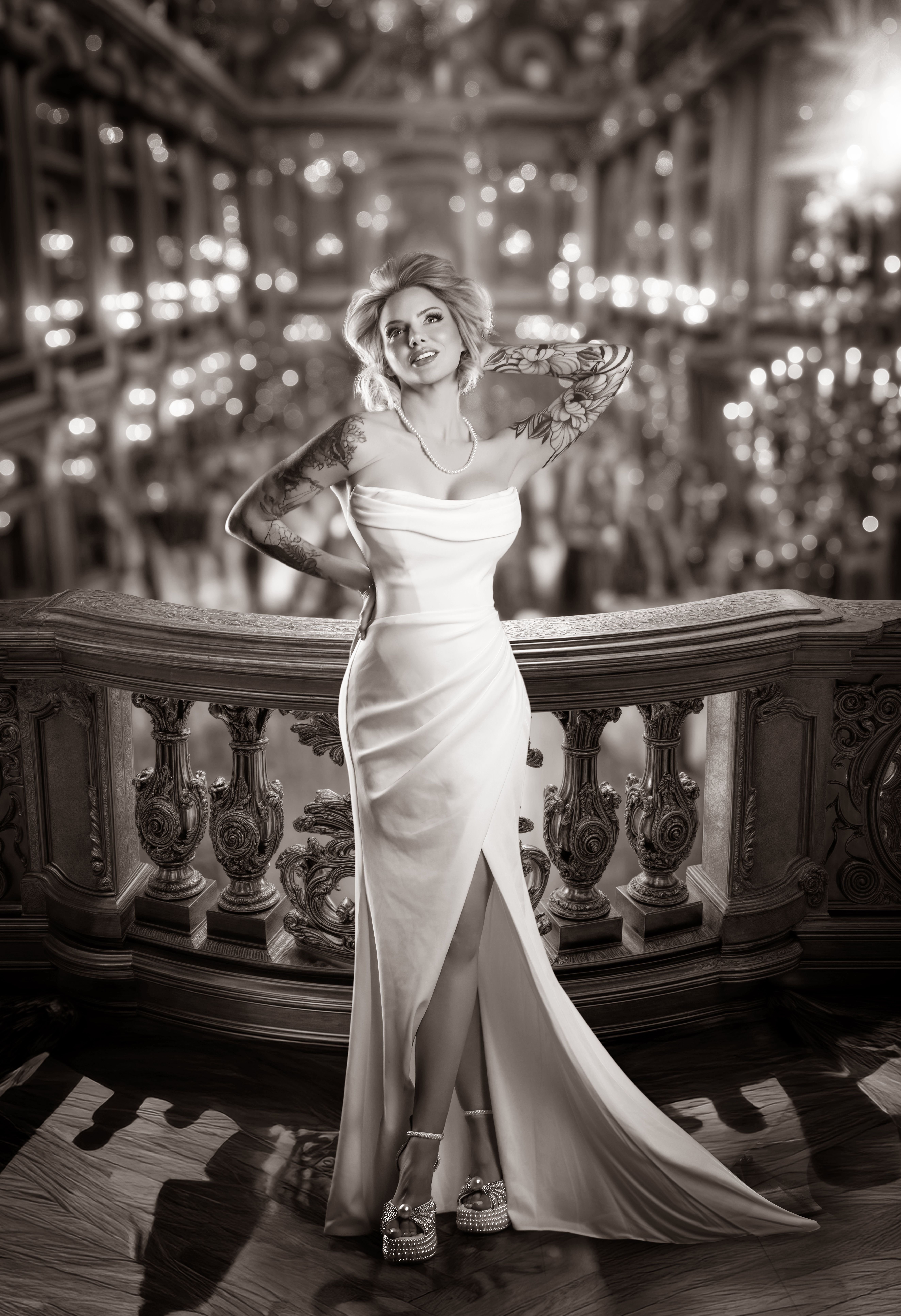 Bride photographed in soft sepia light, editorial composition by House of Elizabeth