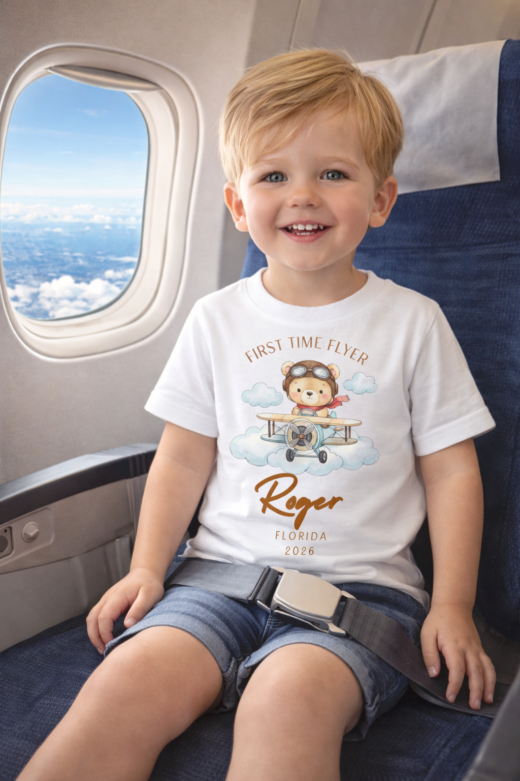 Personalised First Time Flyer Baby First Holiday T-Shirt