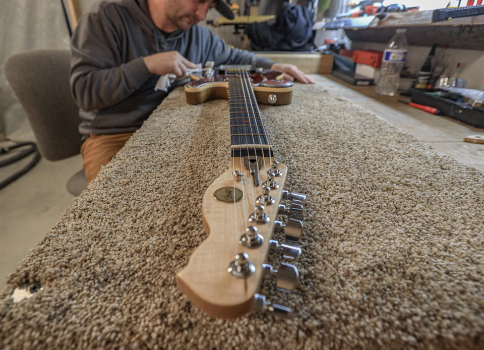 Shane making a custom guitar 