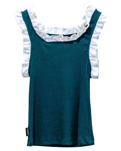 Ans Dotsloevner / FRILLED TANK TOP / DEEP GREEN | CHICKS WEB