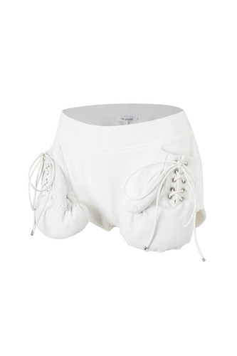 ショートパンツ White Faux Leather Boxing Glove Mini Shorts Nφdress / White Faux Leather Boxing Glove Mini Shorts