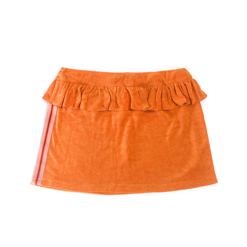 NODRESS / Orange cotton-terry pink rhinestone printed mini ruffled 