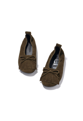 OPEN YY / SUEDE BUN FRINGE FLAT / KHAKI | CHICKS WEB