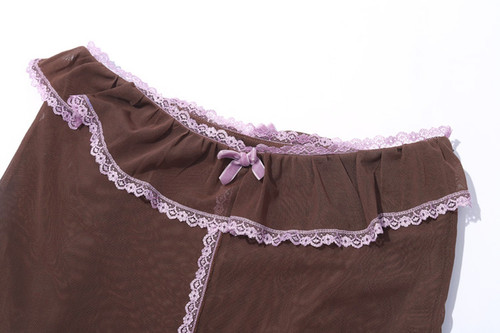 NODRESS / Lace Trim Brown Netting Skirt | CHICKS WEB