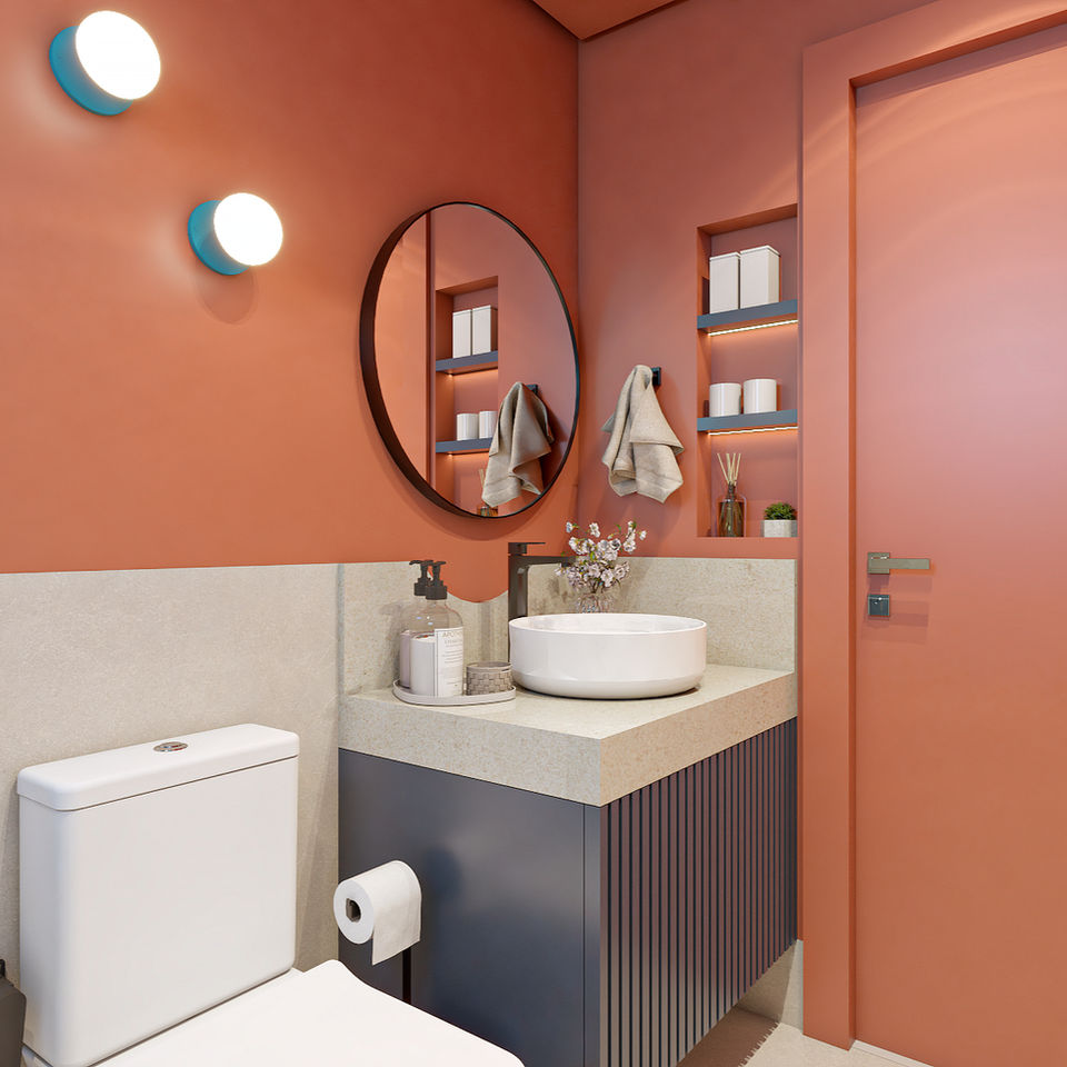 Banheiro pequeno e funcional