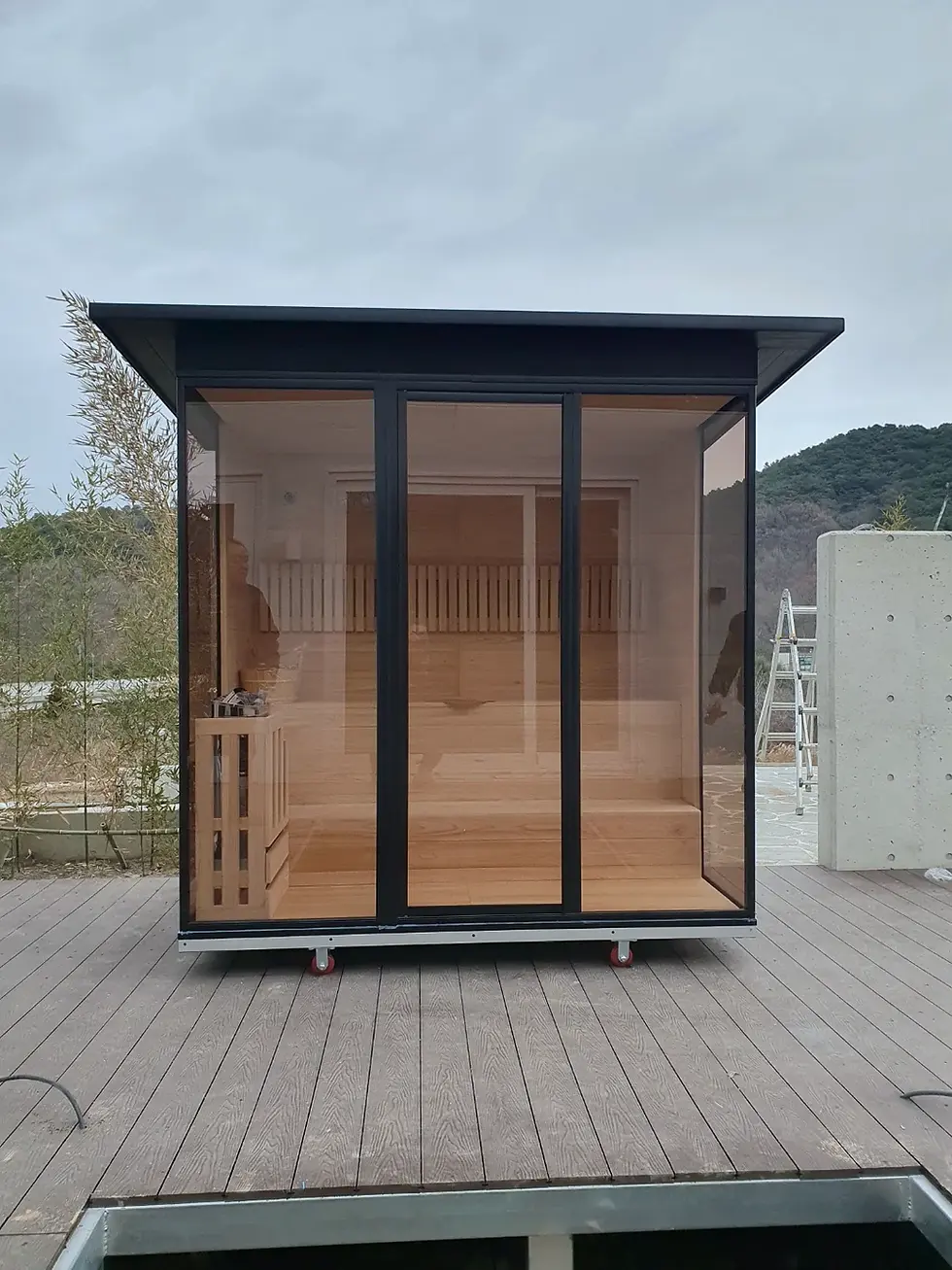 담양펜션 야외용핀란드 사우나 설치 현장 사진 1