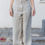 Thumbnail: Linen Trousers with Brown Stripe Weave