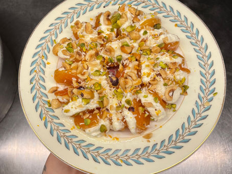 Turkish apricots with orange, cream cheese filling, and crunchy pistachios
