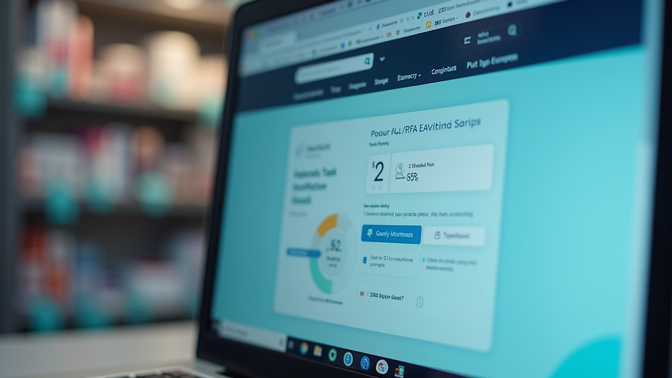 Close-up view of a computer screen showing a pharmacy verification website