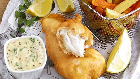 Le fish & chips maison (filet de cabillaud)