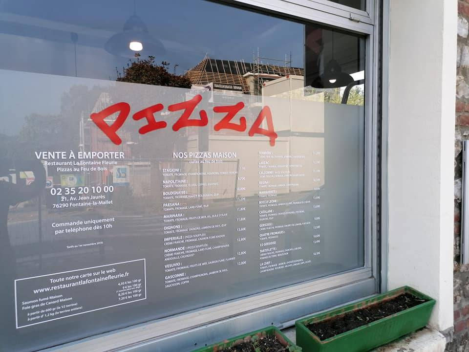 Vitrophanie magasin et restaurant au Havre – adhésif vitrine personnalisé