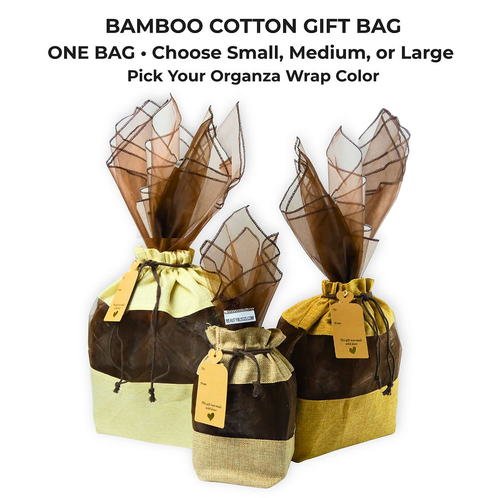 Reusable Bamboo Cotton Gift Bag, S/M/L, Pick Organza Wrap Color, Kraft Tag