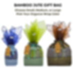 Beauty Blisss bamboo jute gift bags in Small, Medium, and Large with organza wraps, kraft tags, and size o