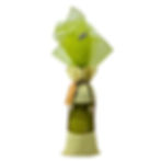 Cotton linen wine bag with moss green organza wrap, satin ribbon, and kraft tag, styled as a gift ready bottle presentation.