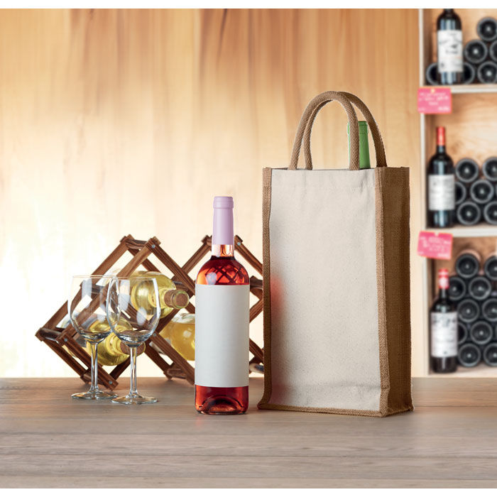 Miniatura: Bolsa de regalo para 2 botellas de lona