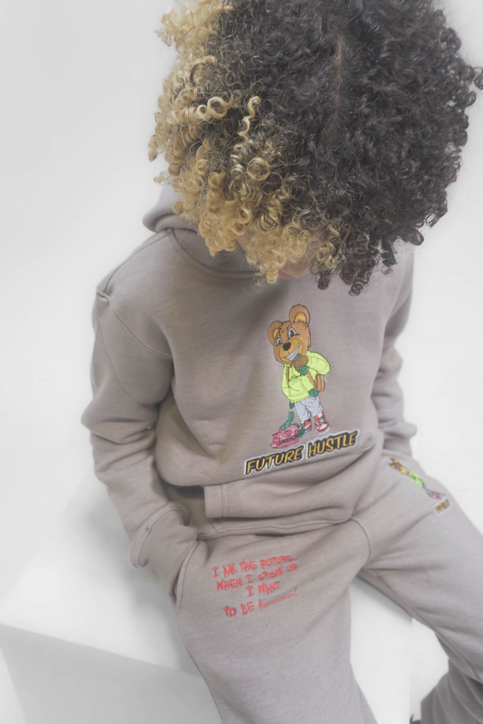 Thumbnail: “When i grow up “ Pullover Hoodie Set- Gray w/Red